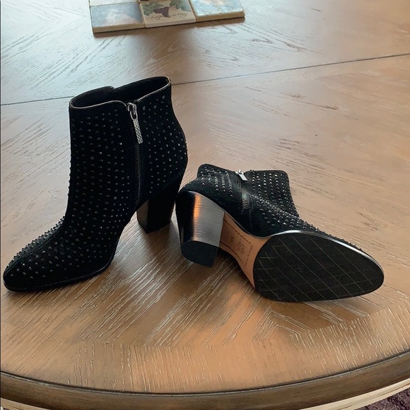 Donald Pliner suede booties with black crystals - Picture 2 of 4